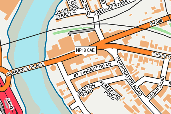 NP19 0AE map - OS OpenMap – Local (Ordnance Survey)