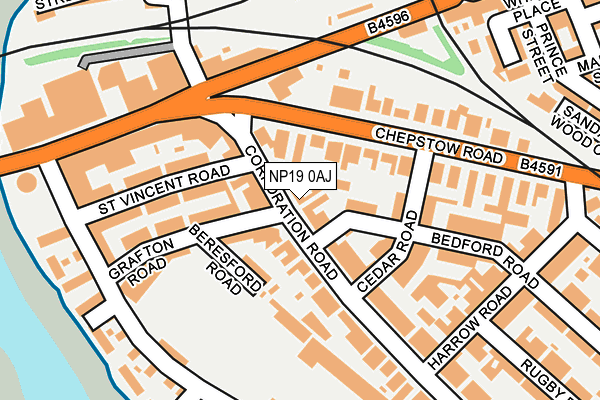 NP19 0AJ map - OS OpenMap – Local (Ordnance Survey)