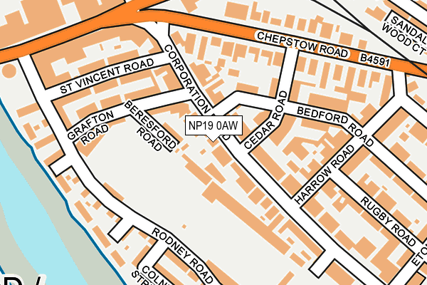 NP19 0AW map - OS OpenMap – Local (Ordnance Survey)