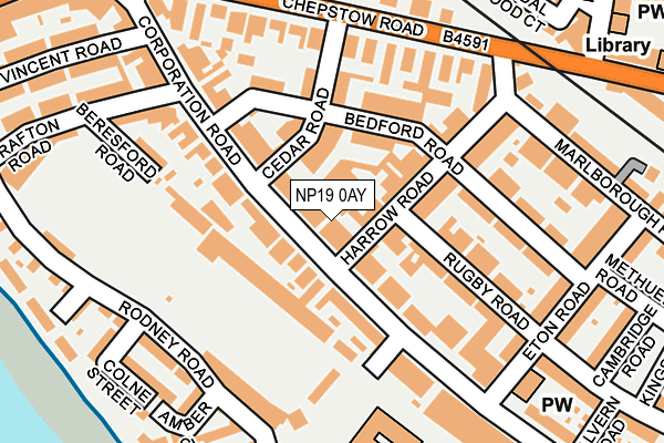 NP19 0AY map - OS OpenMap – Local (Ordnance Survey)