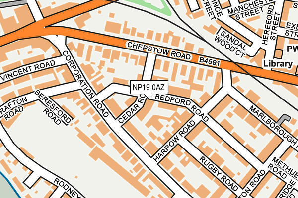 NP19 0AZ map - OS OpenMap – Local (Ordnance Survey)