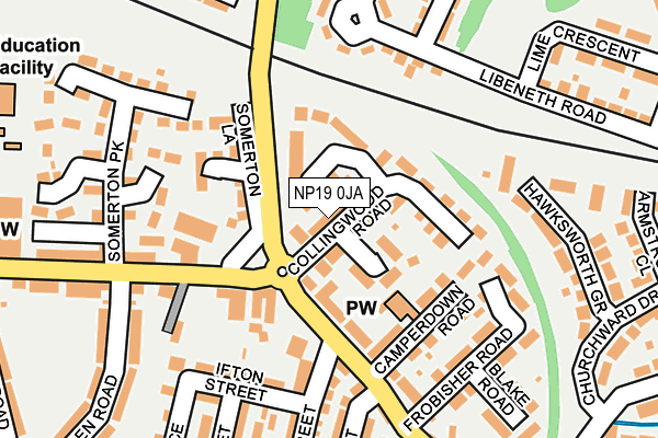 NP19 0JA map - OS OpenMap – Local (Ordnance Survey)