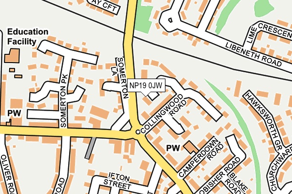 NP19 0JW map - OS OpenMap – Local (Ordnance Survey)