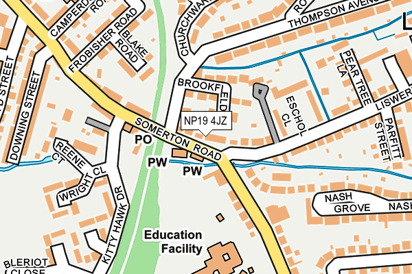 NP19 4JZ map - OS OpenMap – Local (Ordnance Survey)