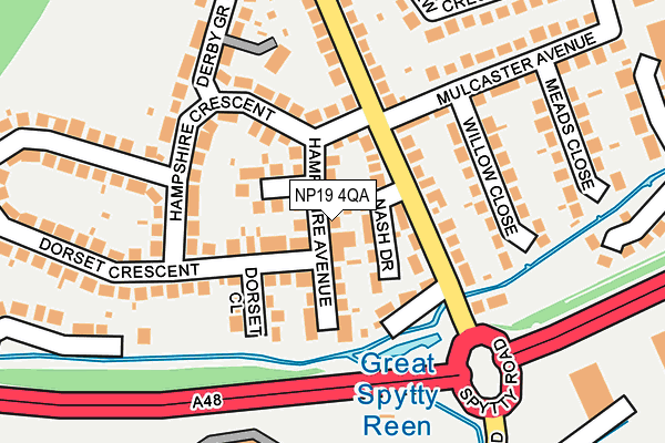 NP19 4QA map - OS OpenMap – Local (Ordnance Survey)