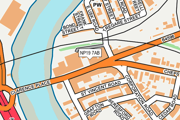 NP19 7AB map - OS OpenMap – Local (Ordnance Survey)