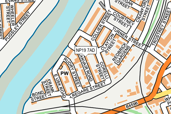 NP19 7AD map - OS OpenMap – Local (Ordnance Survey)