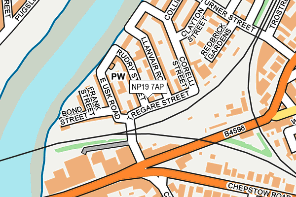 NP19 7AP map - OS OpenMap – Local (Ordnance Survey)