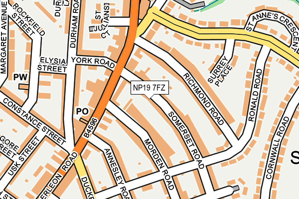 NP19 7FZ map - OS OpenMap – Local (Ordnance Survey)
