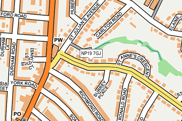 NP19 7GJ map - OS OpenMap – Local (Ordnance Survey)
