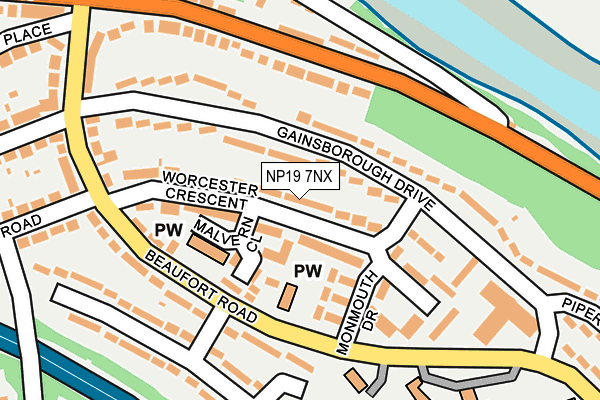 NP19 7NX map - OS OpenMap – Local (Ordnance Survey)