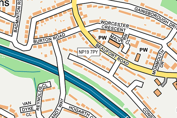 NP19 7PY map - OS OpenMap – Local (Ordnance Survey)