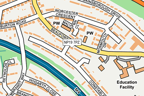 NP19 7PZ map - OS OpenMap – Local (Ordnance Survey)