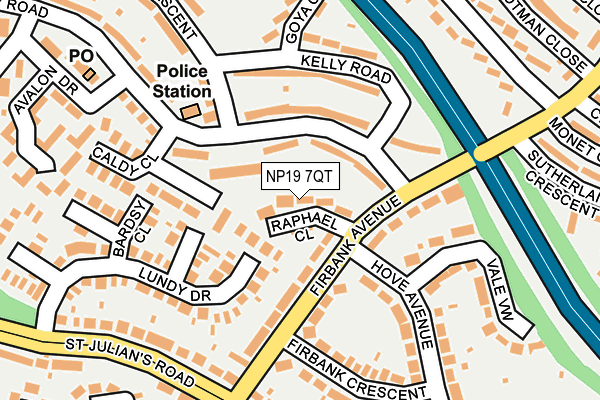 NP19 7QT map - OS OpenMap – Local (Ordnance Survey)