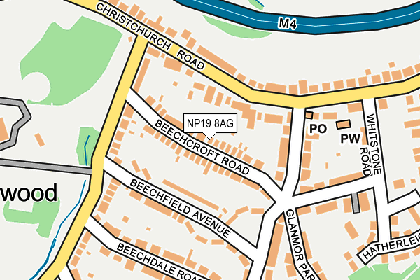 NP19 8AG map - OS OpenMap – Local (Ordnance Survey)