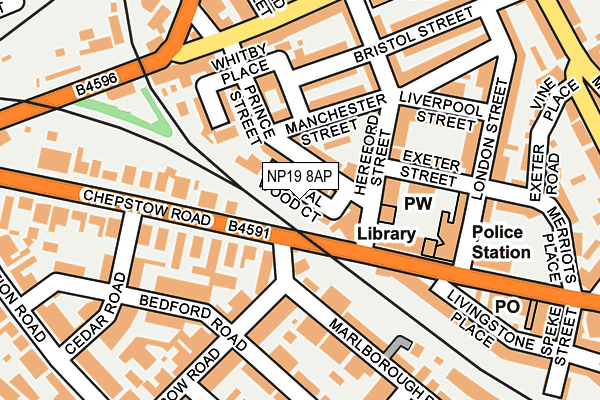 NP19 8AP map - OS OpenMap – Local (Ordnance Survey)