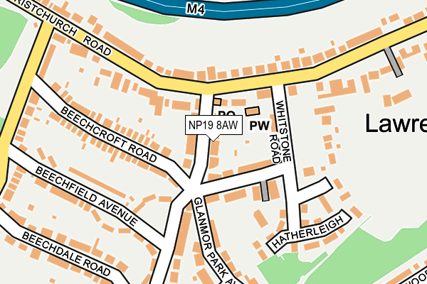 NP19 8AW map - OS OpenMap – Local (Ordnance Survey)