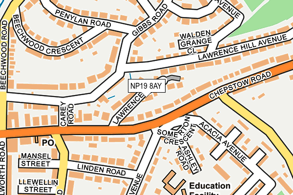 NP19 8AY map - OS OpenMap – Local (Ordnance Survey)