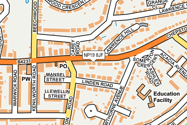 NP19 8JF map - OS OpenMap – Local (Ordnance Survey)