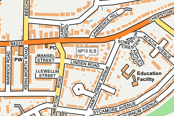 NP19 8LB map - OS OpenMap – Local (Ordnance Survey)