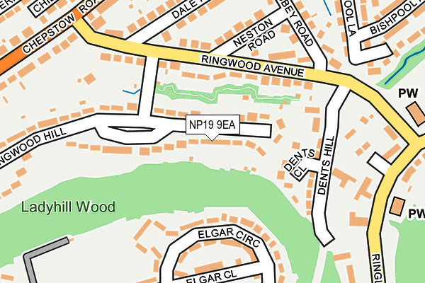 NP19 9EA map - OS OpenMap – Local (Ordnance Survey)