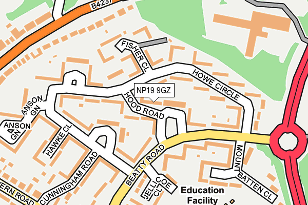 NP19 9GZ map - OS OpenMap – Local (Ordnance Survey)
