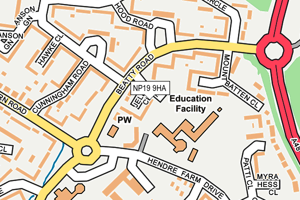 NP19 9HA map - OS OpenMap – Local (Ordnance Survey)