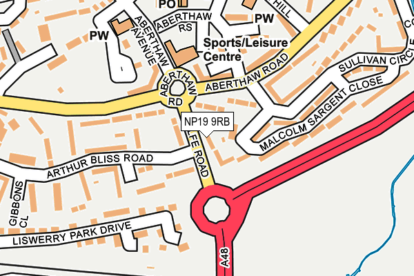NP19 9RB map - OS OpenMap – Local (Ordnance Survey)