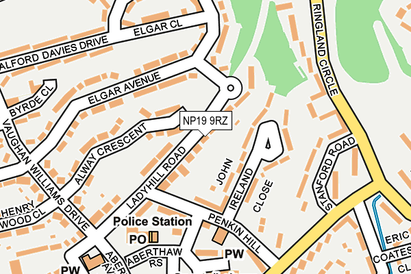 NP19 9RZ map - OS OpenMap – Local (Ordnance Survey)