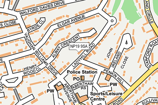 NP19 9SA map - OS OpenMap – Local (Ordnance Survey)
