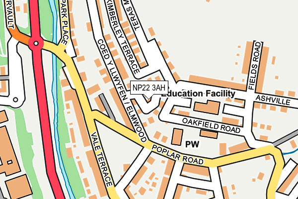NP22 3AH map - OS OpenMap – Local (Ordnance Survey)