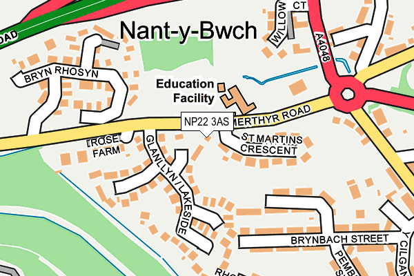 NP22 3AS map - OS OpenMap – Local (Ordnance Survey)