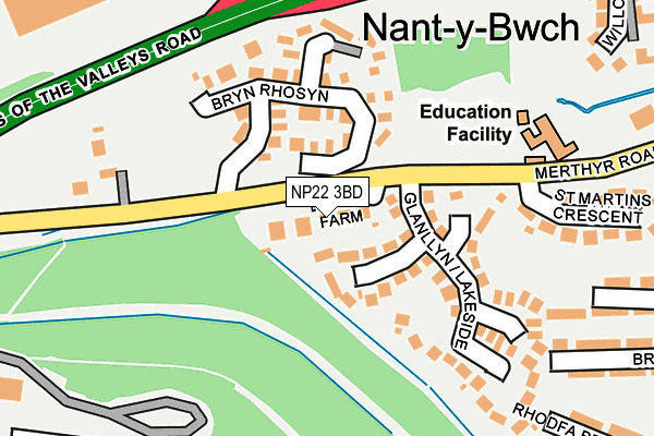 NP22 3BD map - OS OpenMap – Local (Ordnance Survey)