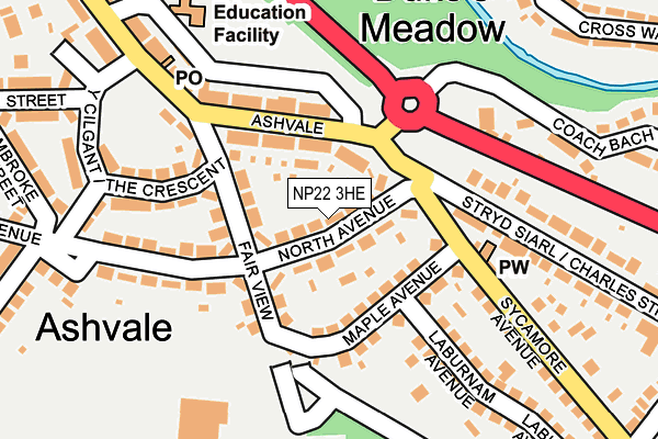 NP22 3HE map - OS OpenMap – Local (Ordnance Survey)