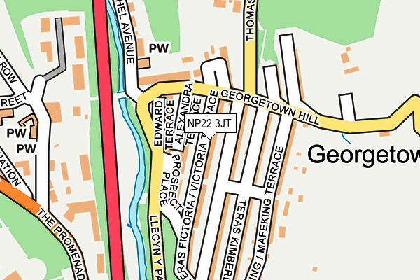 NP22 3JT map - OS OpenMap – Local (Ordnance Survey)