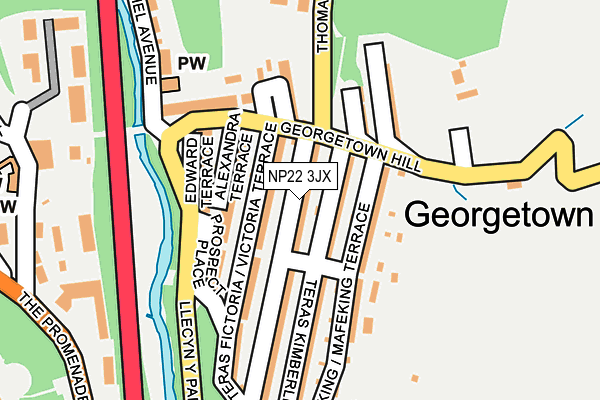 NP22 3JX map - OS OpenMap – Local (Ordnance Survey)