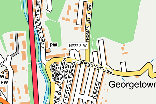 NP22 3LW map - OS OpenMap – Local (Ordnance Survey)