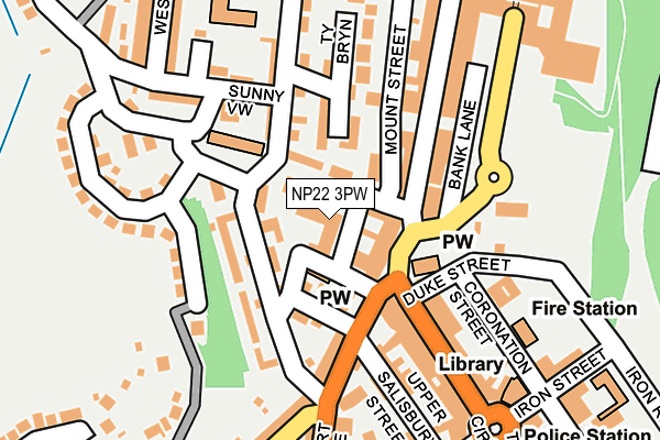 NP22 3PW map - OS OpenMap – Local (Ordnance Survey)