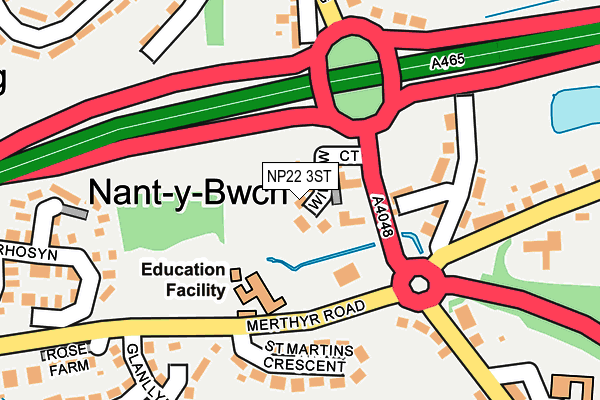 NP22 3ST map - OS OpenMap – Local (Ordnance Survey)