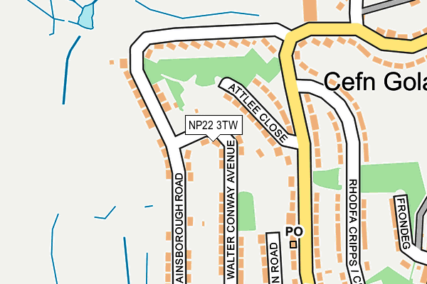 NP22 3TW map - OS OpenMap – Local (Ordnance Survey)