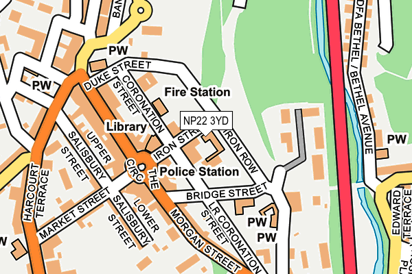 NP22 3YD map - OS OpenMap – Local (Ordnance Survey)