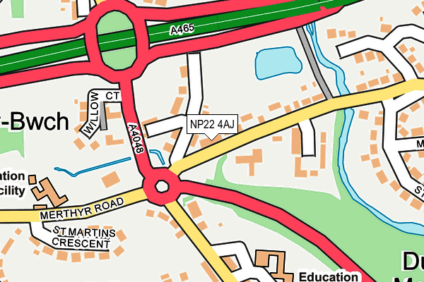 NP22 4AJ map - OS OpenMap – Local (Ordnance Survey)