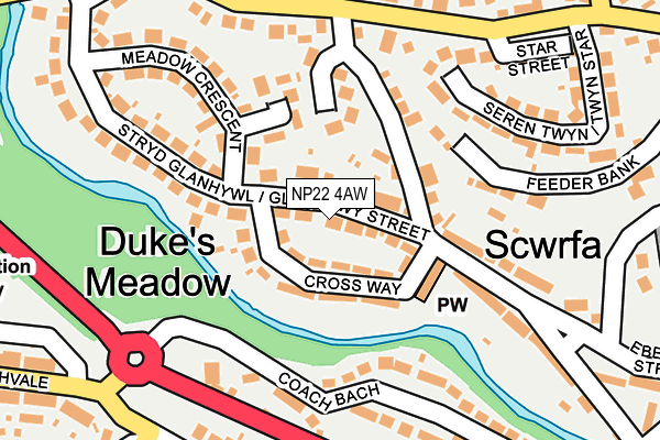 NP22 4AW map - OS OpenMap – Local (Ordnance Survey)
