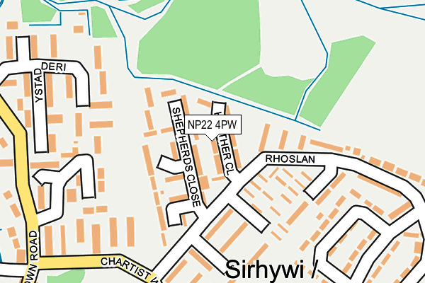 NP22 4PW map - OS OpenMap – Local (Ordnance Survey)