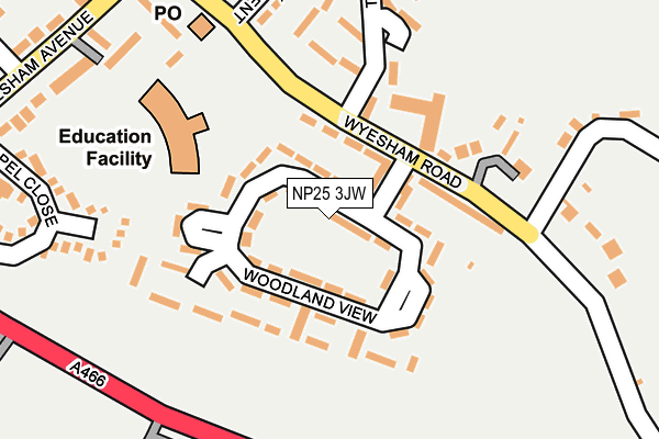 NP25 3JW map - OS OpenMap – Local (Ordnance Survey)