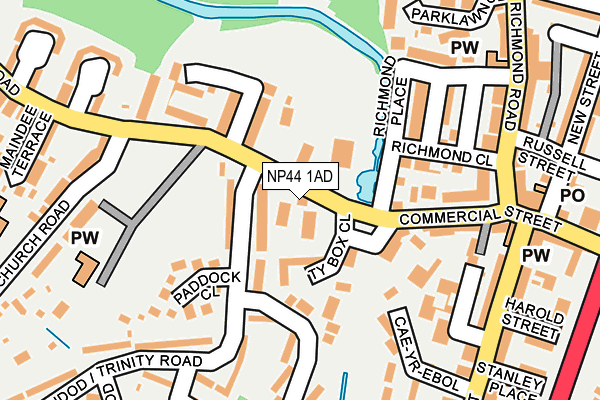 NP44 1AD map - OS OpenMap – Local (Ordnance Survey)