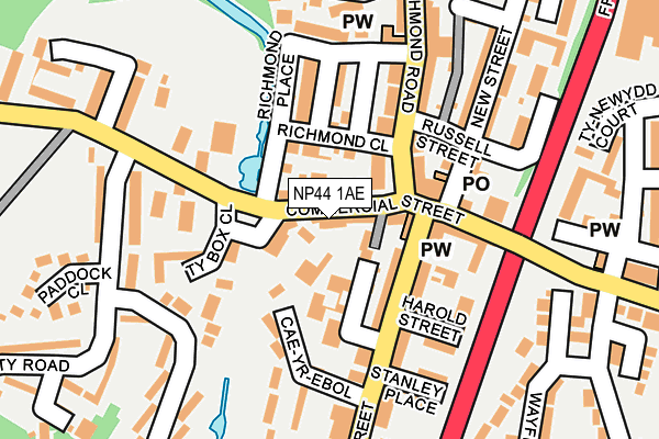 NP44 1AE map - OS OpenMap – Local (Ordnance Survey)