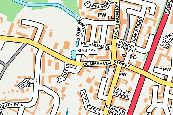 NP44 1AF map - OS OpenMap – Local (Ordnance Survey)
