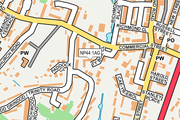 NP44 1AG map - OS OpenMap – Local (Ordnance Survey)