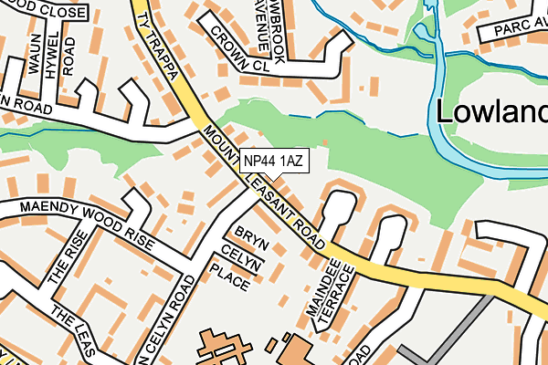 NP44 1AZ map - OS OpenMap – Local (Ordnance Survey)